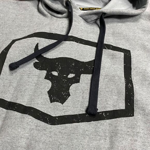UNDER ARMOUR Project Rock Warm-Up Hoodie 1346067-011 Gray Black size L (a) New - Picture 5 of 13